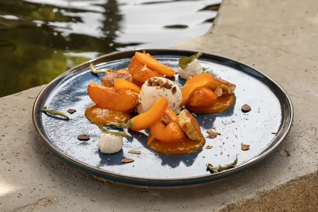 Abricots rôtis et crème glacée
